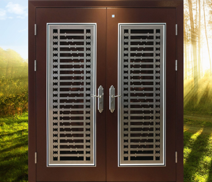 A brown double layer security door